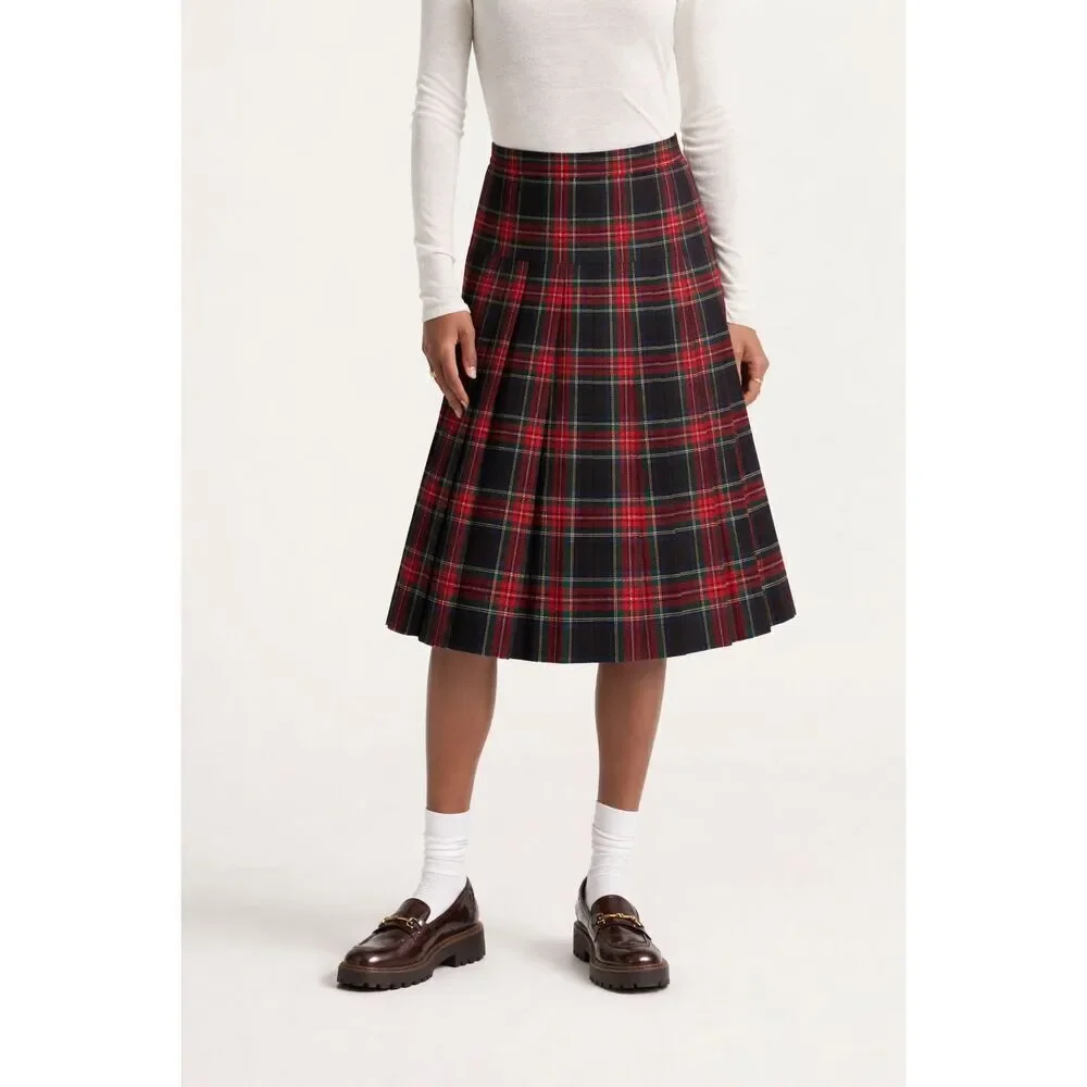 Vintage Authentic Pendleton Black Stewart Tartan Plaid Skirt Size 16